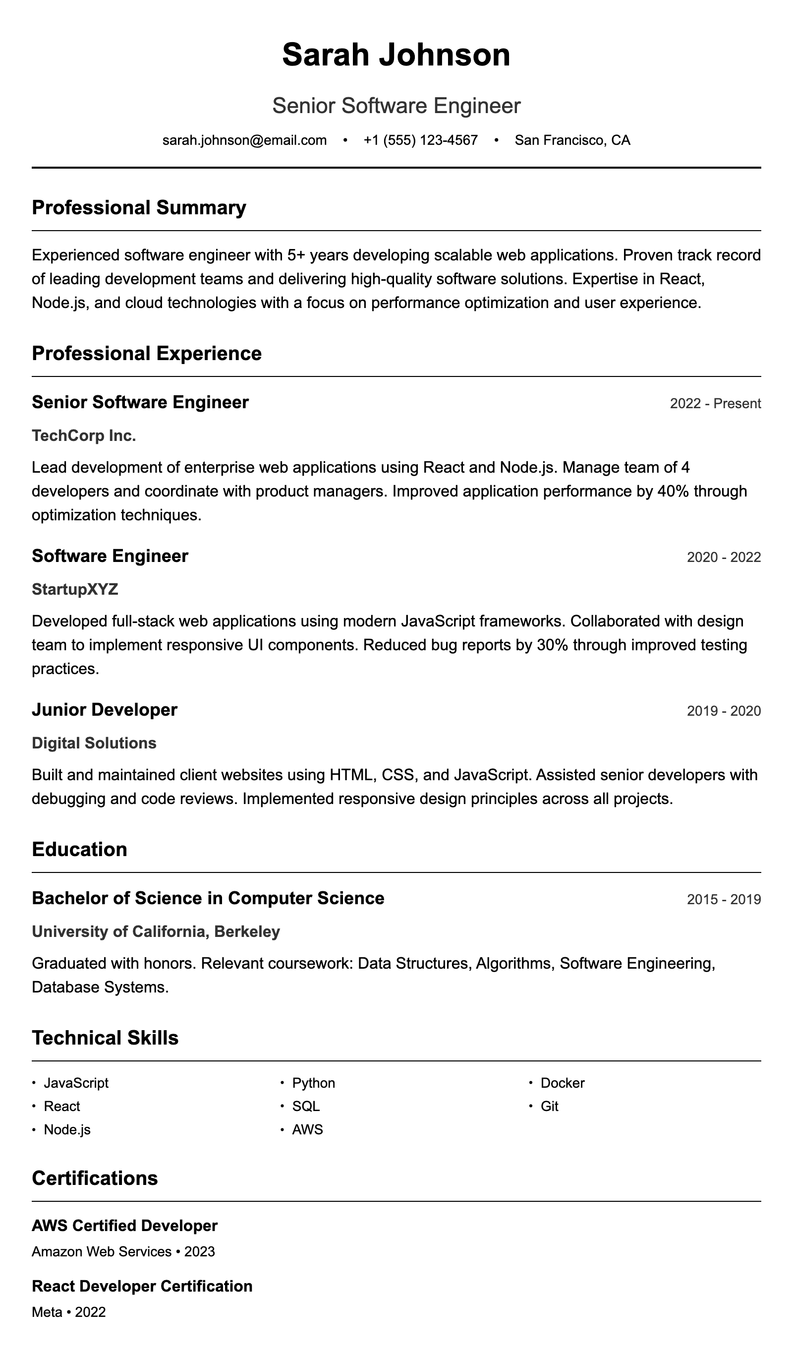 ATS Classic Standard résumé template