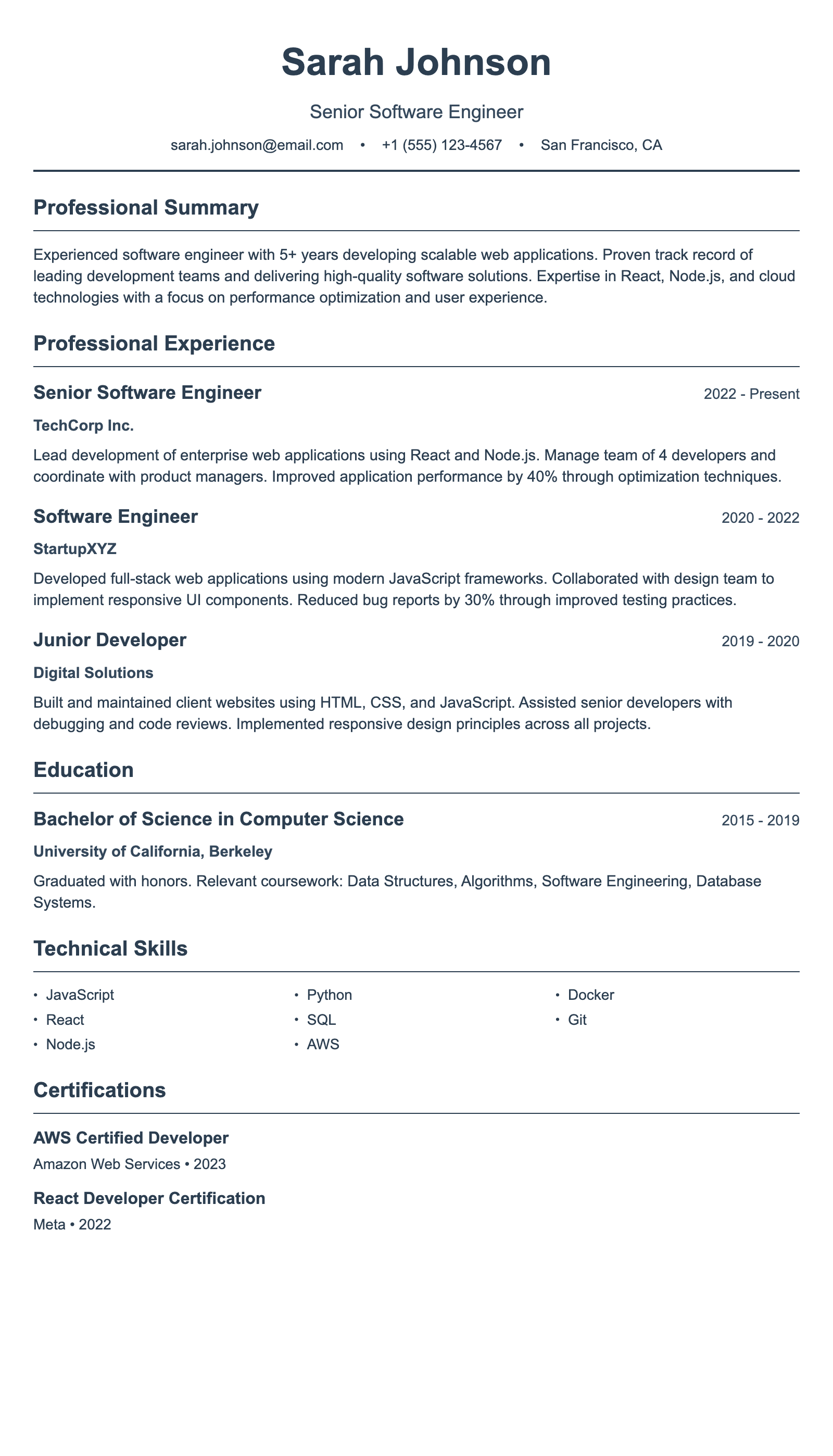 ATS Modern Clean résumé template preview