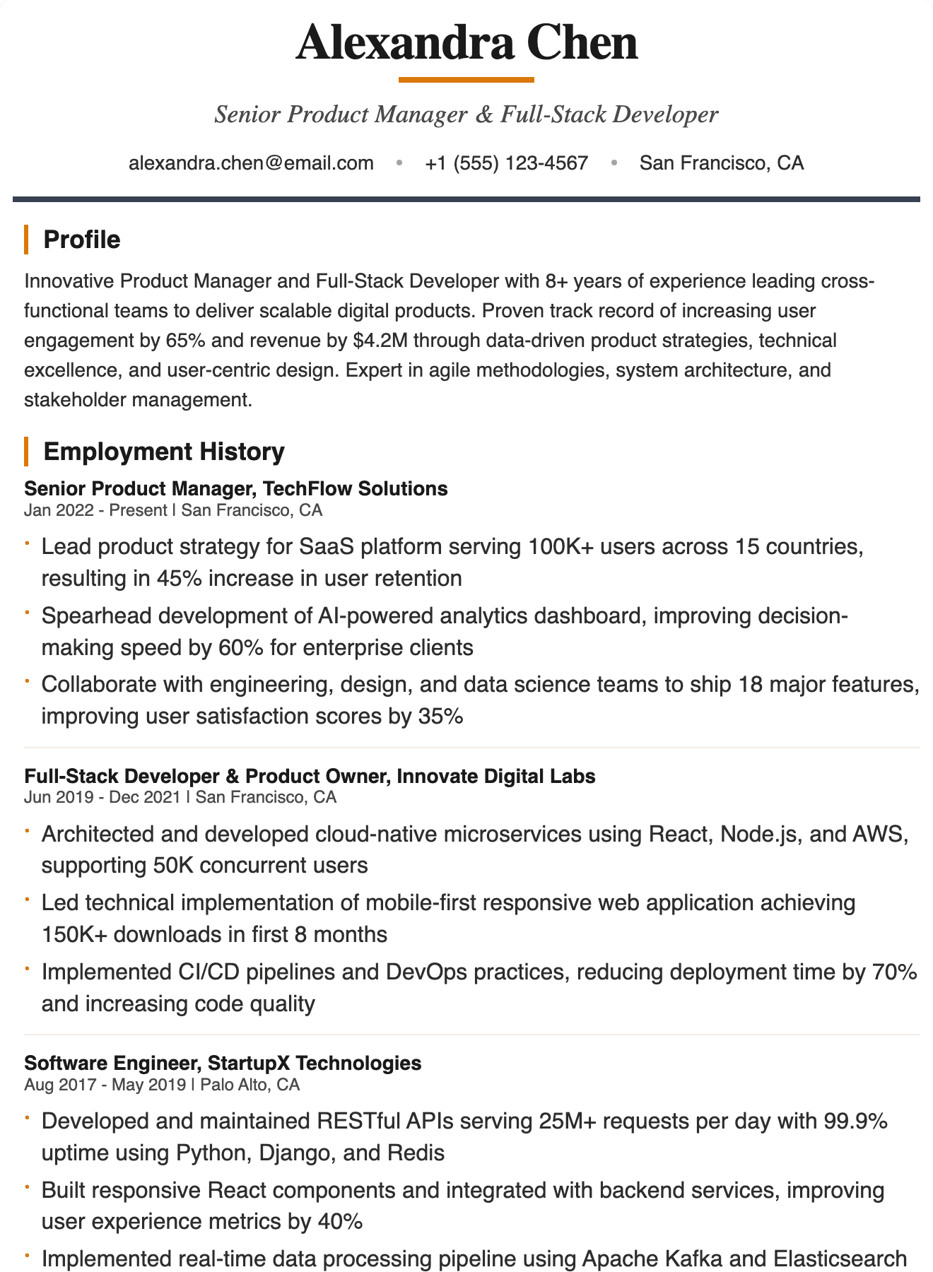 Executive Luxury résumé template