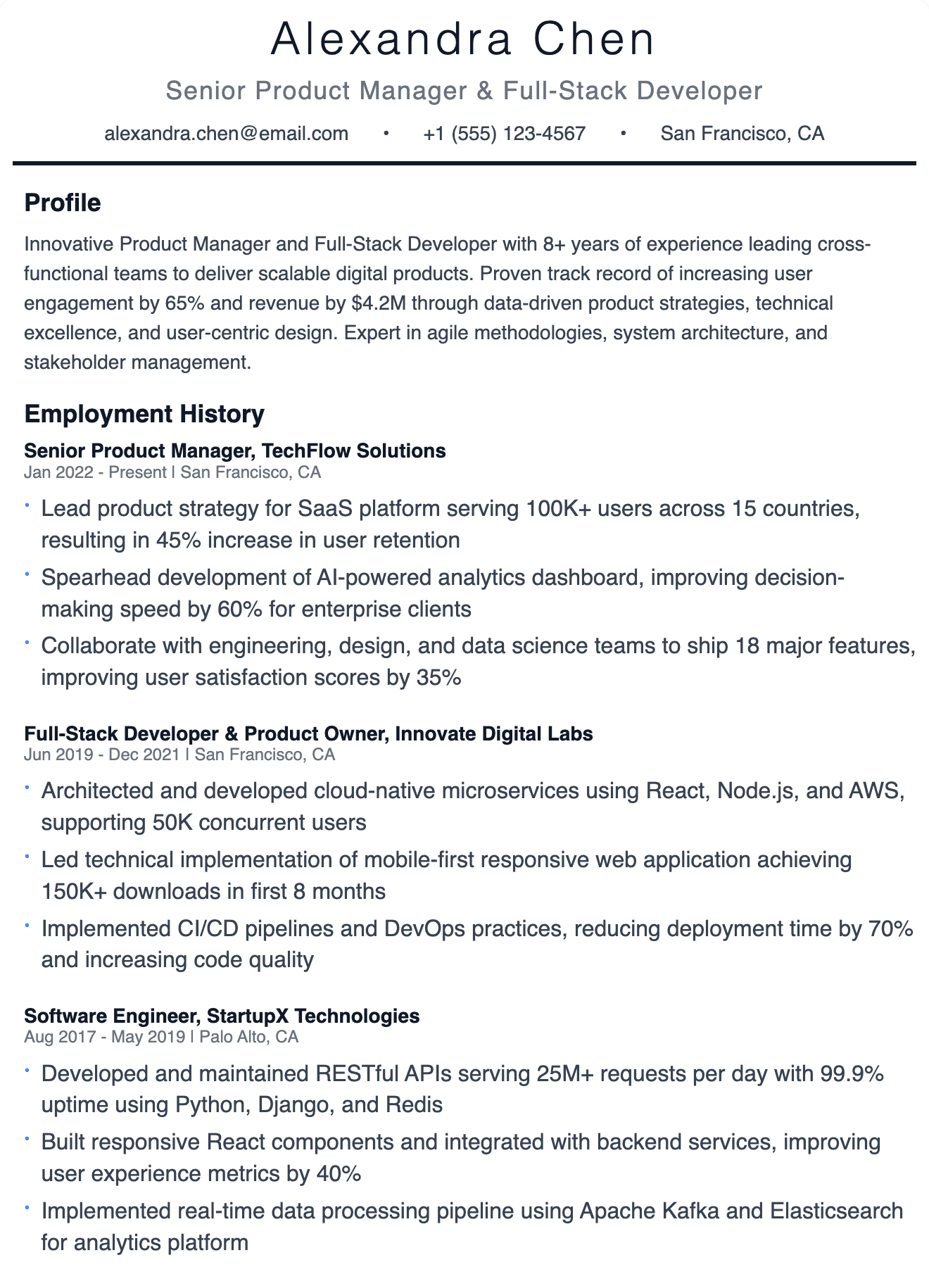 Minimalist Professional résumé template