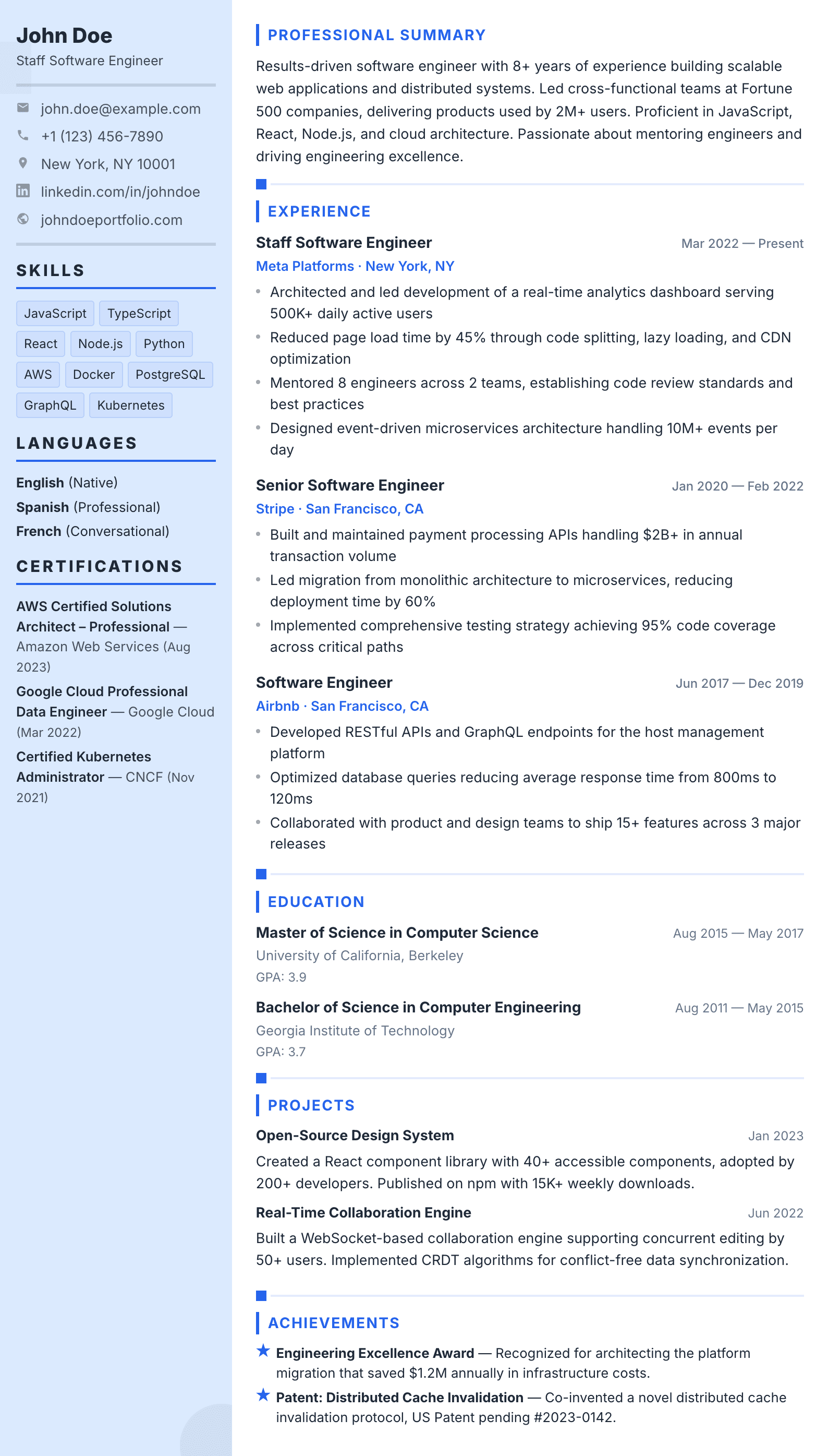 Bauhaus Pop résumé template preview