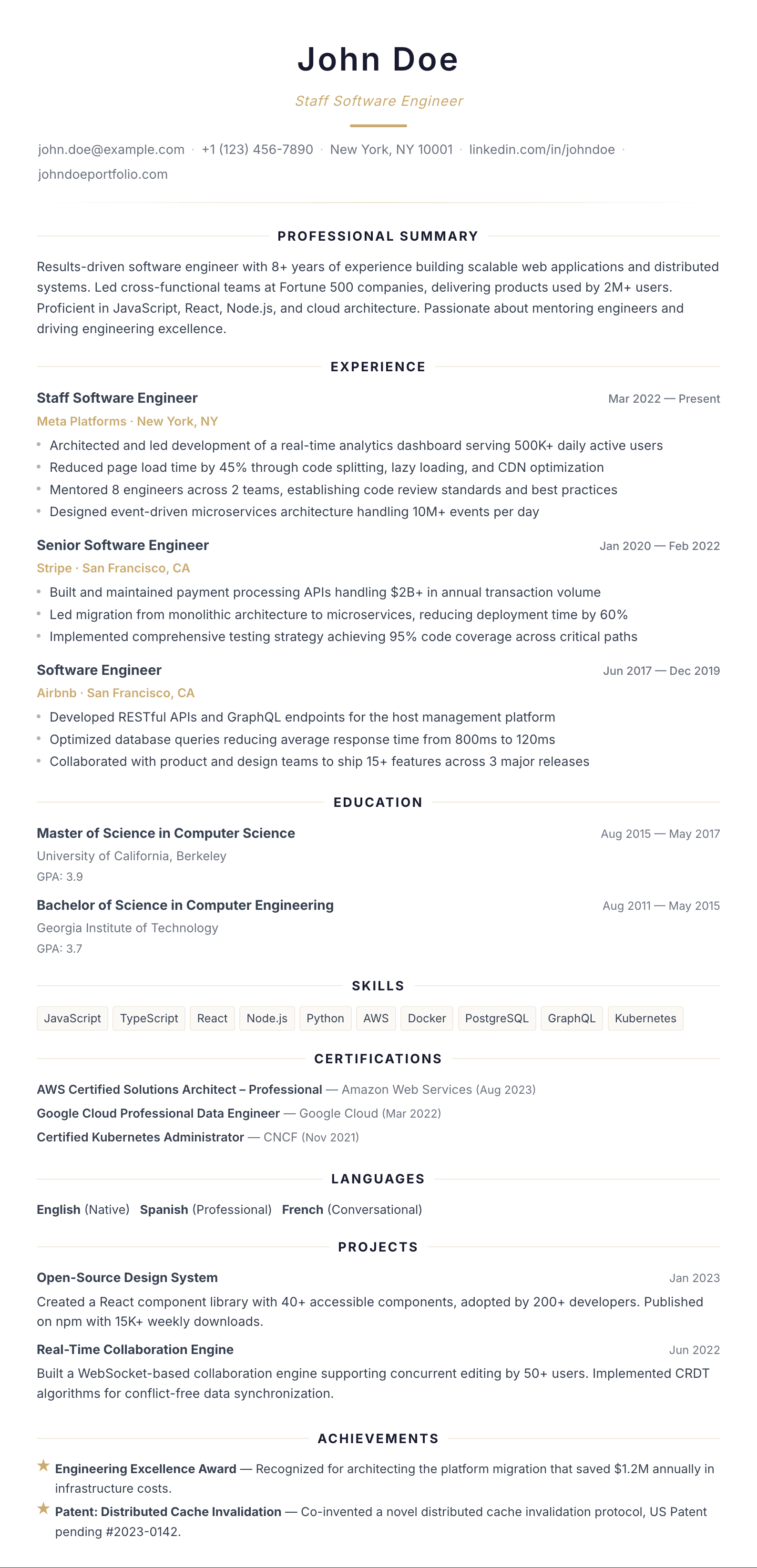 Primo résumé template