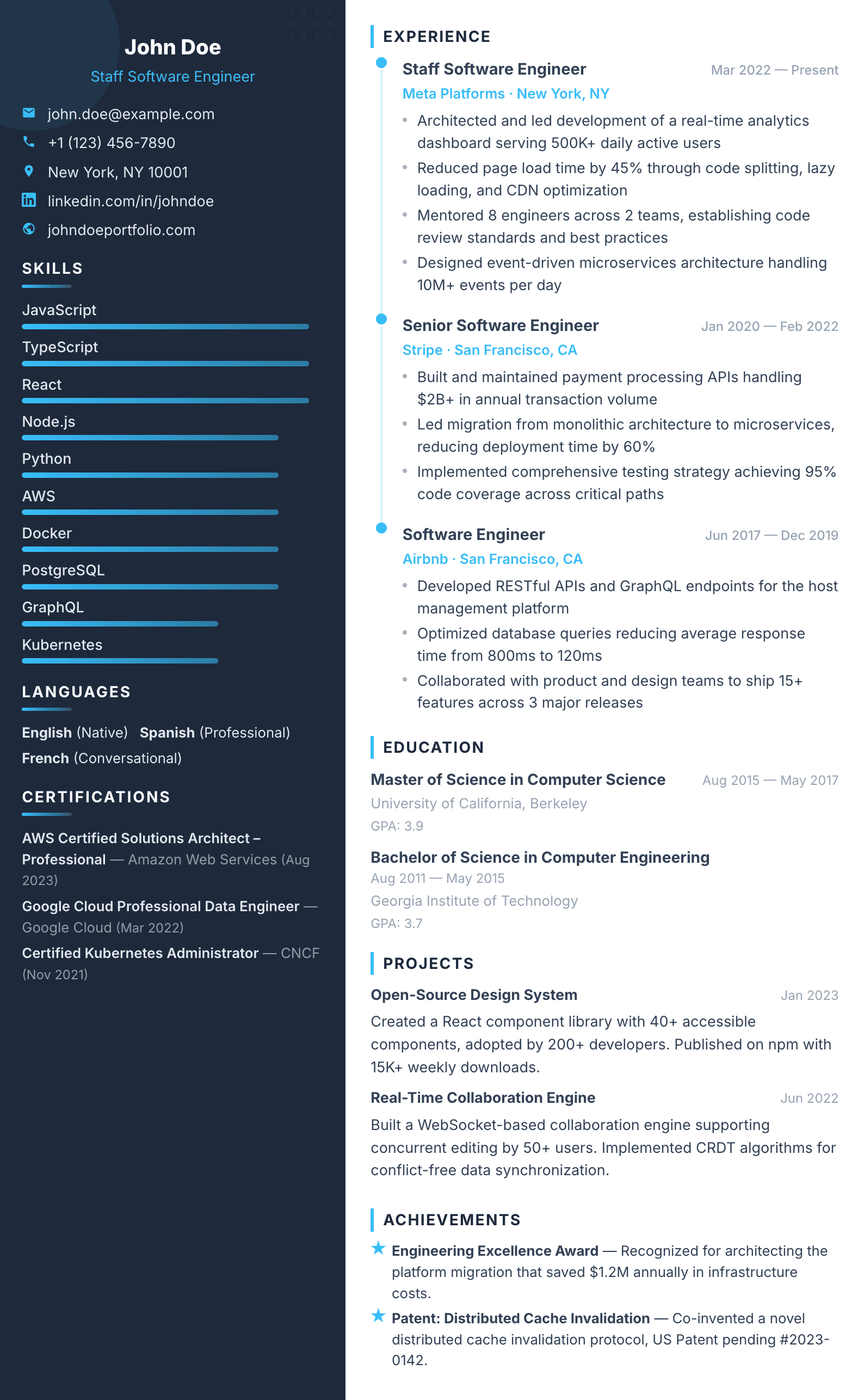 Split résumé template