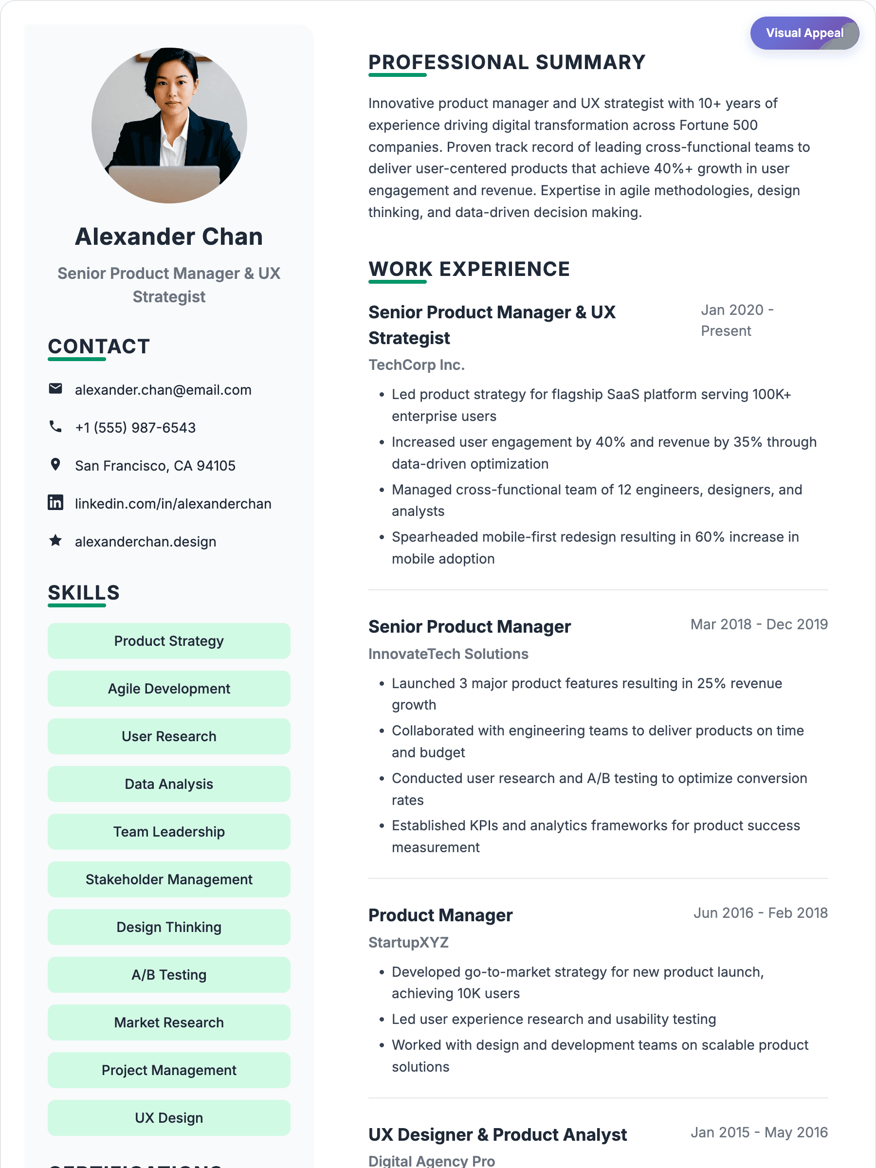 Consultant Professional résumé template