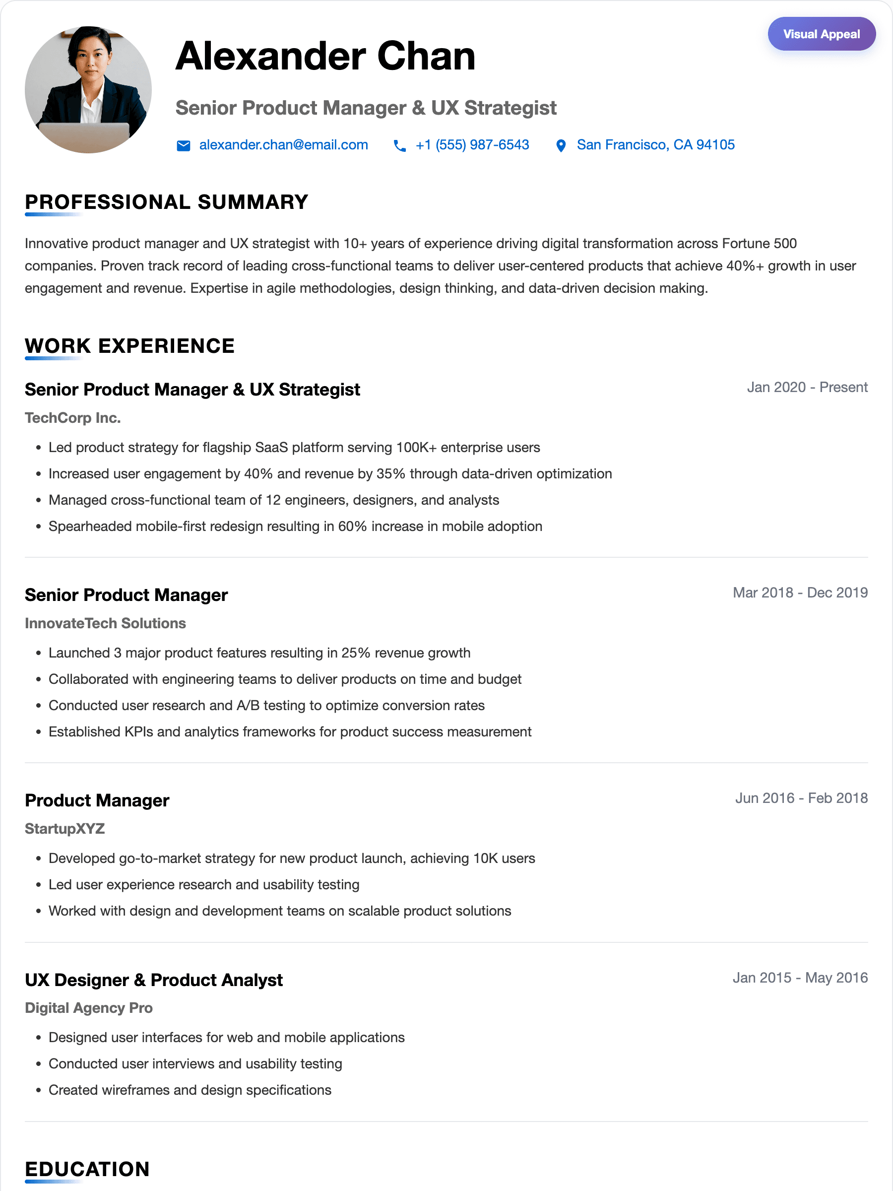 Minimalist Modern résumé template