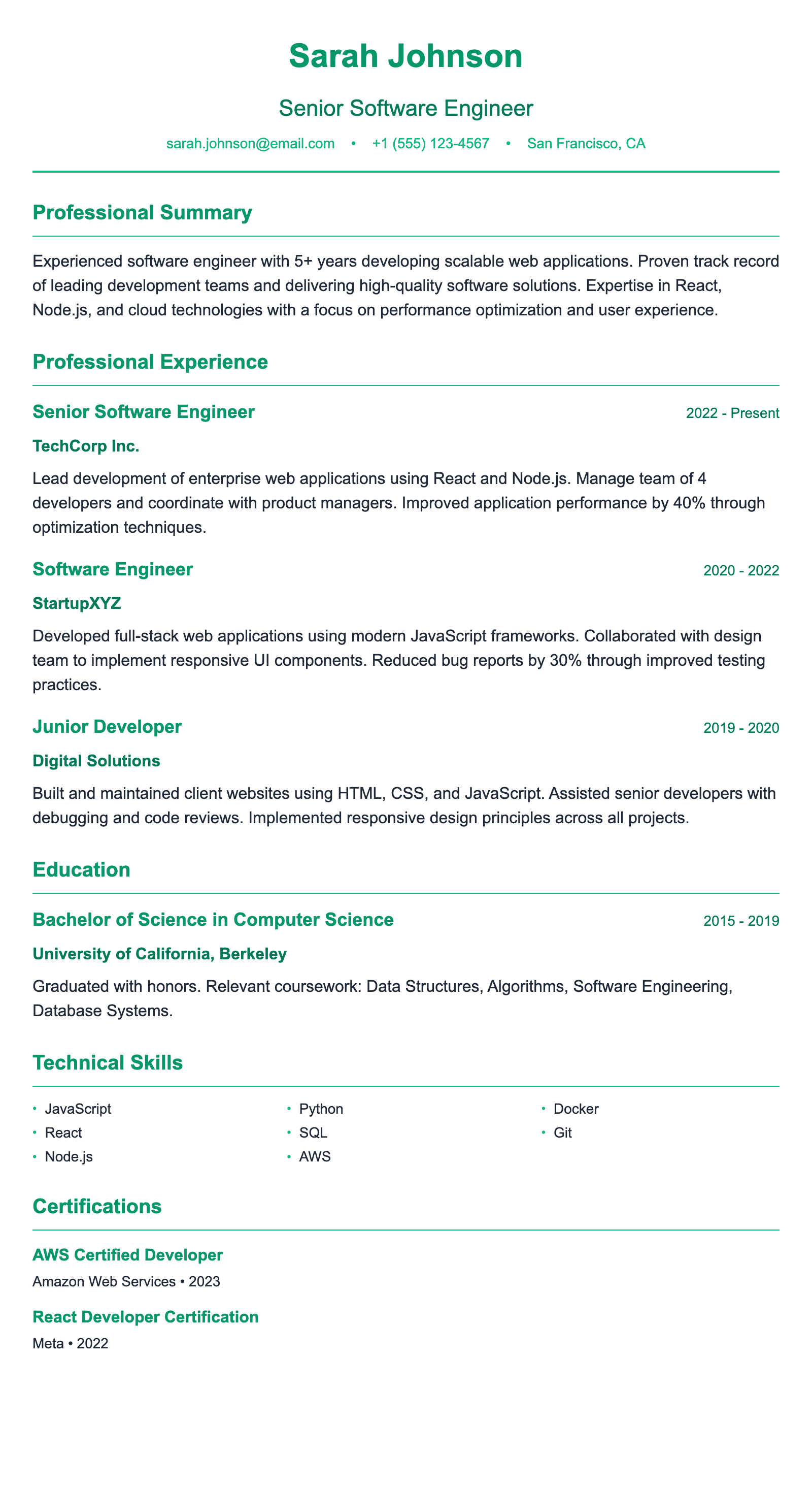 ATS Healthcare Professional résumé template preview