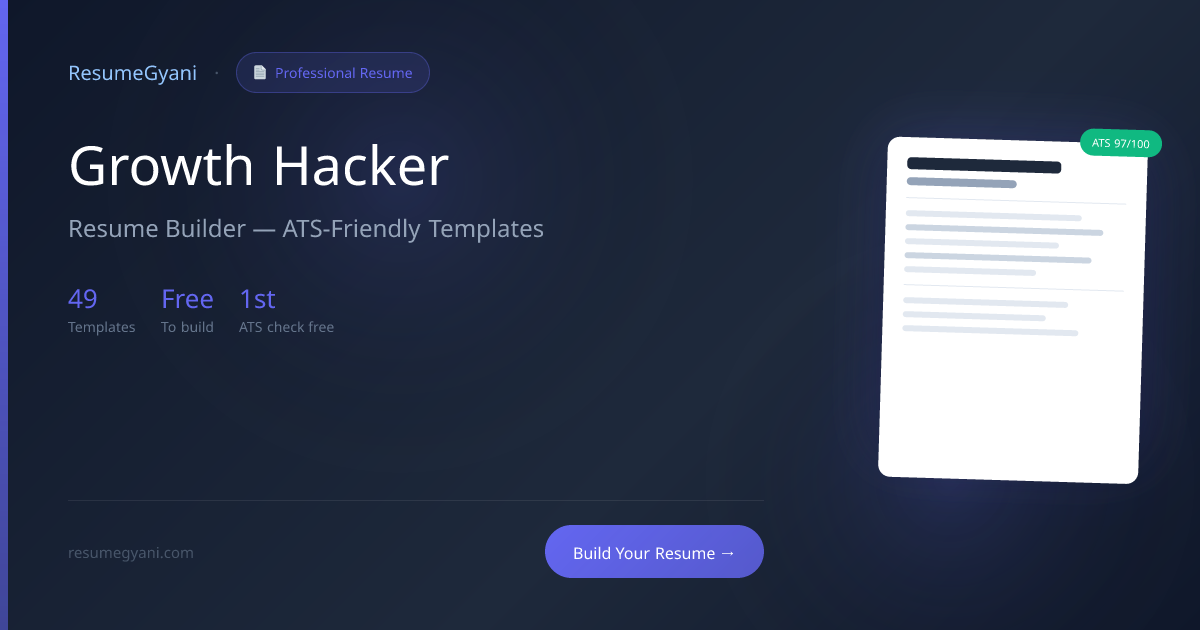 Best Growth Hacker Resume Builder India (2026) | Free ATS Template